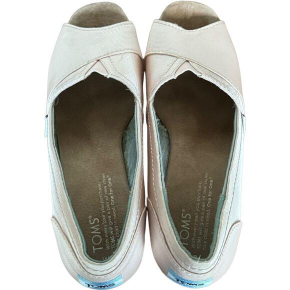 TOMS Womens Wedding Collection Pumps Pink Grosgrain Wedge Peep Toe Slip On 8 - Picture 5 of 12